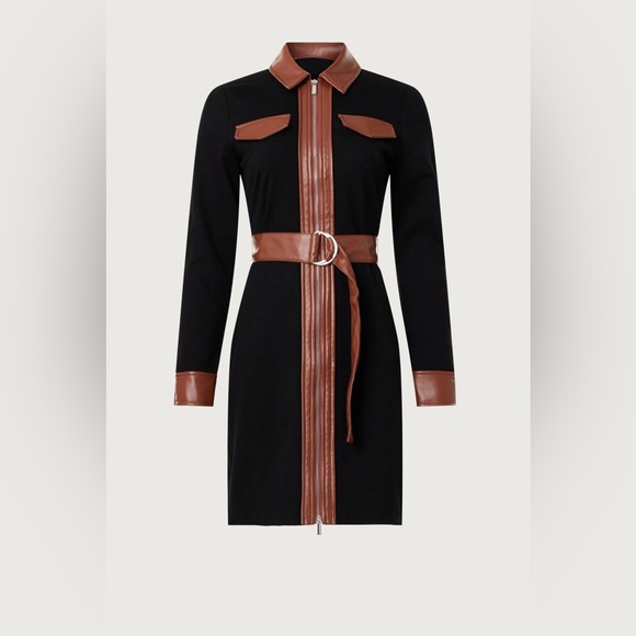 DEREK LAM 10 CROSBY Black Jayda Mixed-Media Dress🔥 - Picture 7 of 16